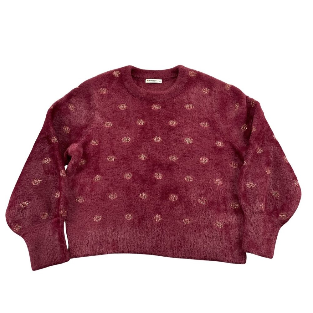 Marine Layer Women's Burgundy Polka Dot Crew Sweater